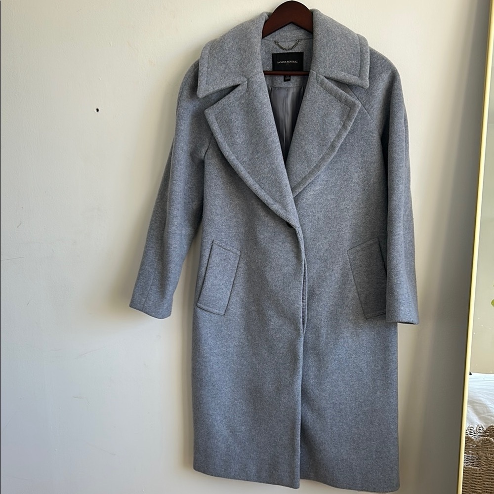 Banana Republic | Petite Grey Full Length Coat - Picture 2 of 8